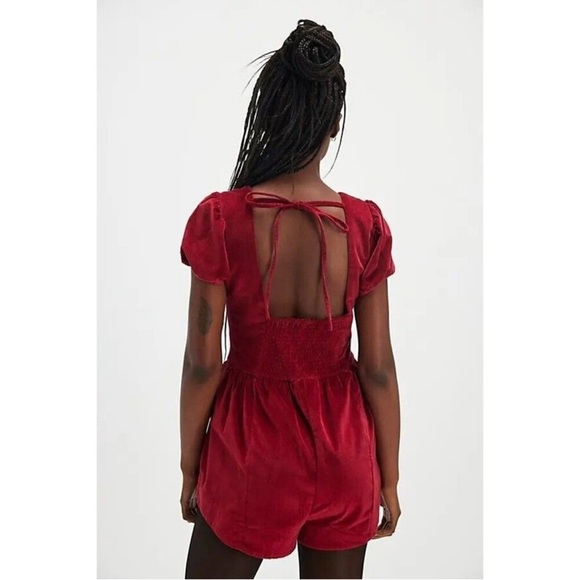 Free People Silver Bells Velvet Romper Crimson Red Small Brand new - Picture 3 of 13